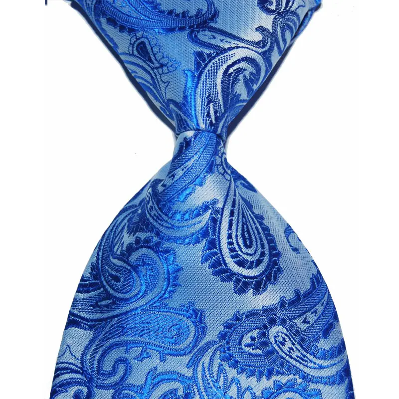 Галстук подарок для мужчин Пейсли шелк 10 см ширина модные жаккардовые Тканые Классические строгая Деловая одежда для свадебной вечеринки Рождество - Цвет: Синий