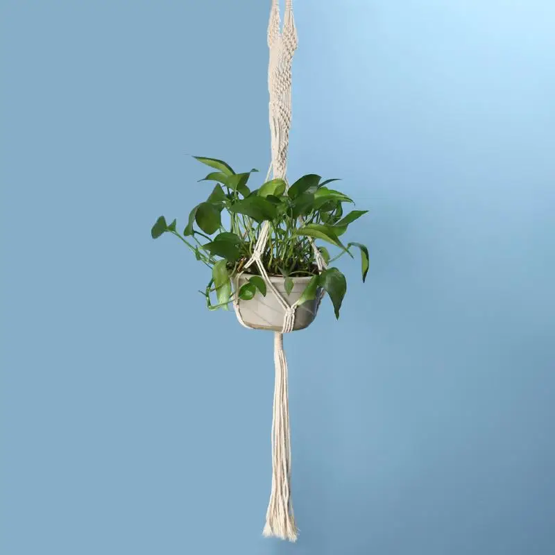 Винтажная Узловая растительная Вешалка Корзина Зеленый цветочный горшок макраме подъемная веревка растительная вешалка горшок держатель