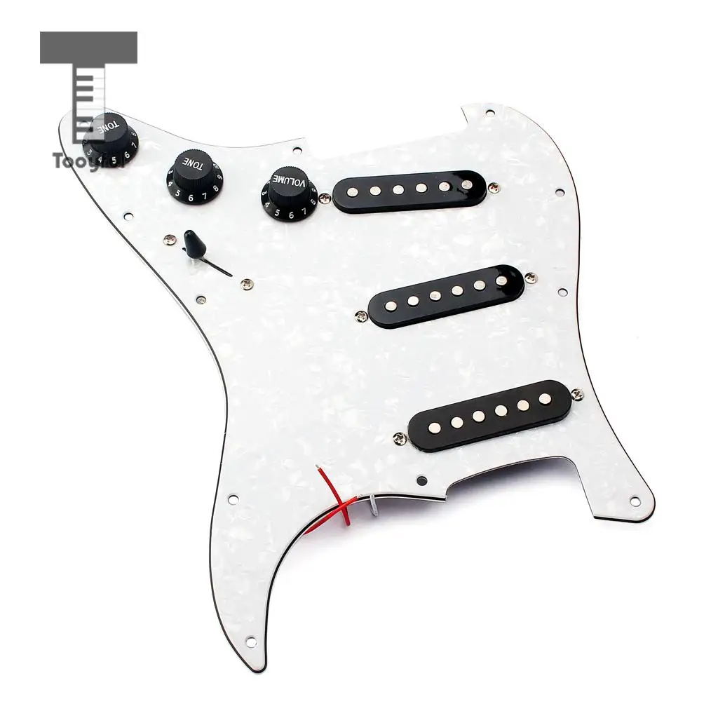 Tooyful 3-ply SSS Prewired Pickups Pickguard Scratch Plate with Screws Set for Strat ST Guitar Replacement Parts