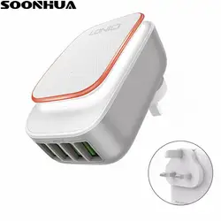 SOONHUA 4 Порты USB Wall Зарядное устройство Портативный путешествия Зарядное устройство с светодио дный ночник Универсальный мобильный телефон