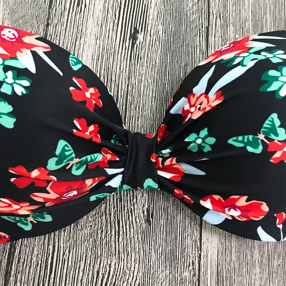 Женское бикини с пуш апом сексуальный купальник размера плюс цветочным принтом