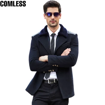 

Winter Jacket Men Casual High-grade 2017 New Fashion Brand-Clothing Full Wool Coat Double-breasted Pea Coats Men Long Outerwear