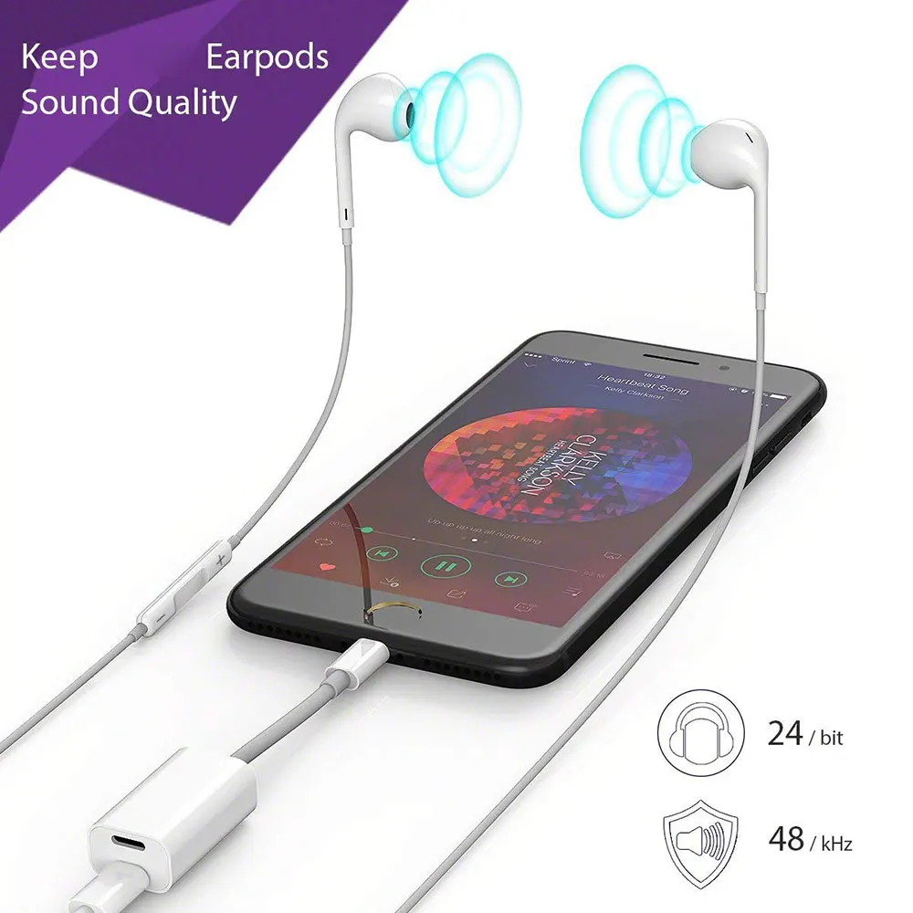 Ascromy 2 in 1 Adapter For iPhone 7 Headphones and Charger Earphone Jack For Apple iPhone 8 Plus X 7plus 8plus Aux Audio Adapter (4)