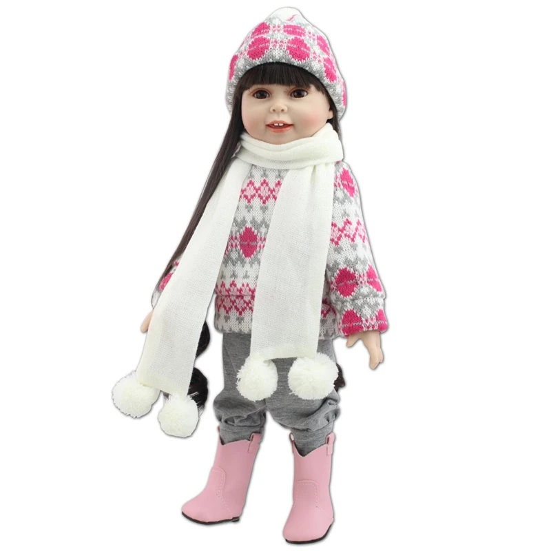 

Multi Colors 18 Inch American Girl Doll Fair Skin Princess Doll Cute Soft Plastic Reborn Dolls Babies Girl Dolls for Kid's Gift