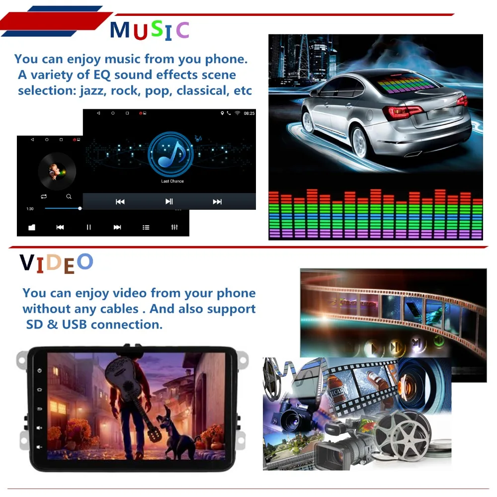 Perfect Panlelo S8 Plus For Volkswagen Android 8.1 Car Stereo 2 Din Multimedia Player Music Video 1080P GPS Navigation Auto Radio AM/FM 3