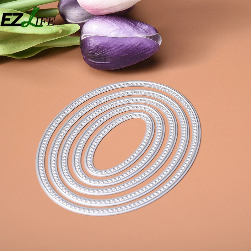 Cheap 5pcs/Set Round Metal Scrapbooking Cutting Dies Stencil for Paper