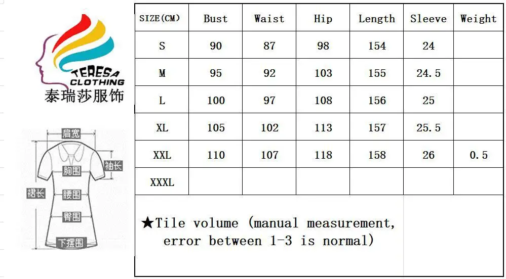 TS860英文尺码表