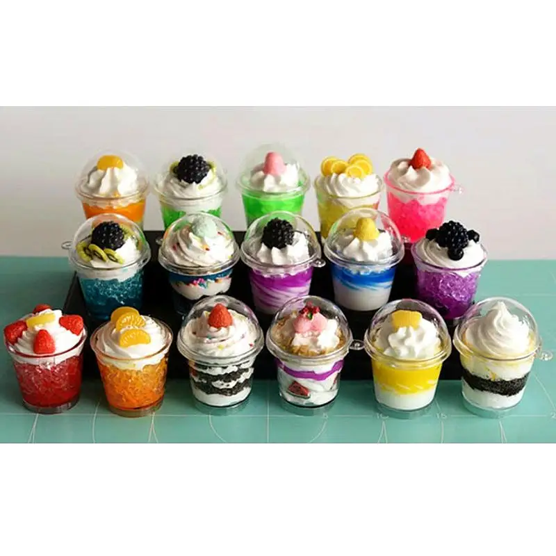 10pcs DIY Boba Charms Plastic Cups Miniature Frappuccino Cup with Dome Lid Doll House Siwan Popcorn Ice Cream Jewelry Accessory