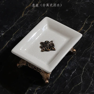 European Retro Ceramic Soap Box Creative Drain Dish Ice Cracked Porcelain Bathroom Accessories 1pcs | Дом и сад