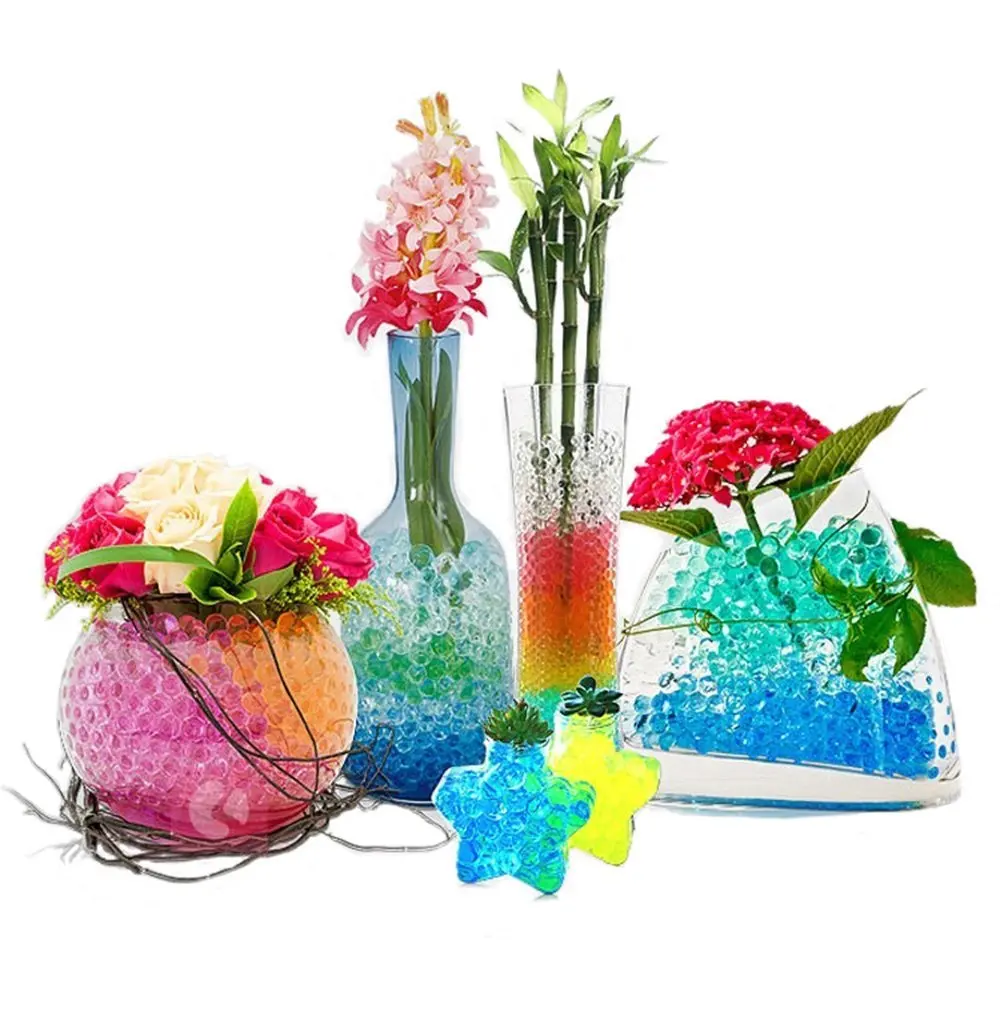 5bags 2500pcs Crystal Soil Water Beads Pearl Growing Jelly Balls Magic Bio Gel Hydrogel Vase Fillers Sodium Polyacrylate Polymer