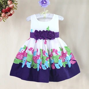 Высококачественные платья с принтом бабочки для маленьких девочек с тремя бантами; модное дизайнерское детское платье; Прямая - Цвет: as picture