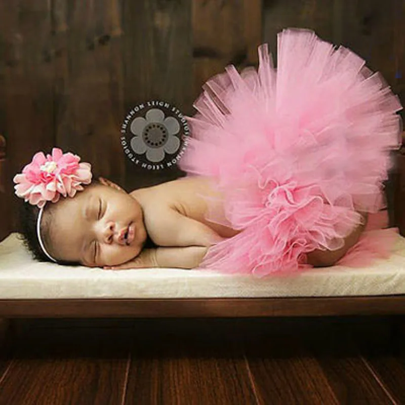 Baby Newborn Tutu Boutique Style Tutu Skirt With Matching Flower