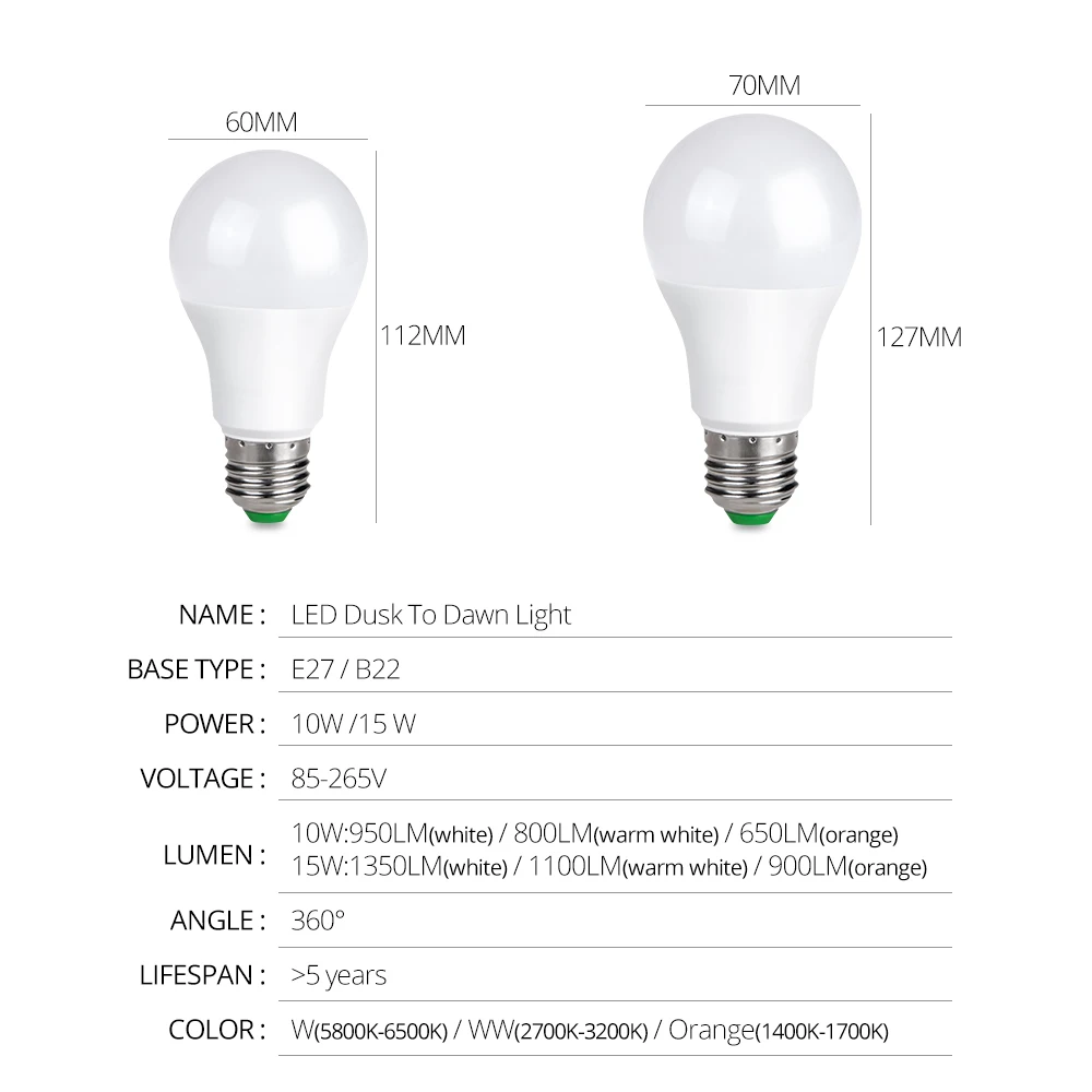 Светодиодный аварийный светильник, умный сенсорный светильник, лампа E27 B22, 85-265 в, От заката до рассвета, энергосберегающий светильник, лампа для наружного сада, светильник ing