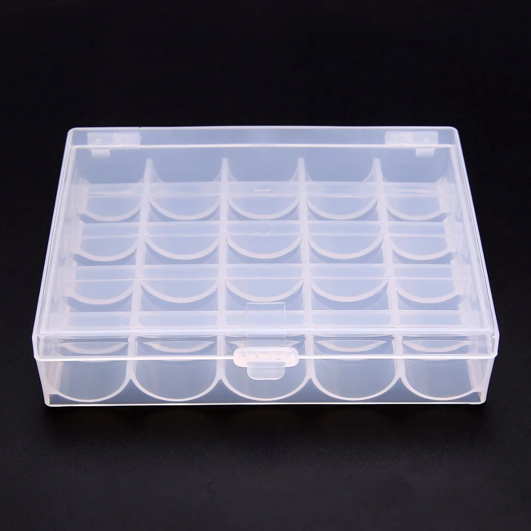 

25 Compartments Empty Bobbins Spool Box High Quality Plastic Sewing Machine Organizer Storage