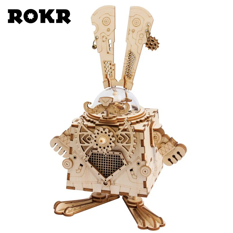 ROKR DIY стимпанк музыкальная шкатулка 3D деревянная головоломка музыкальные игрушки сборная Модель Строительный набор для мальчиков девочек подарок на день рождения AM481