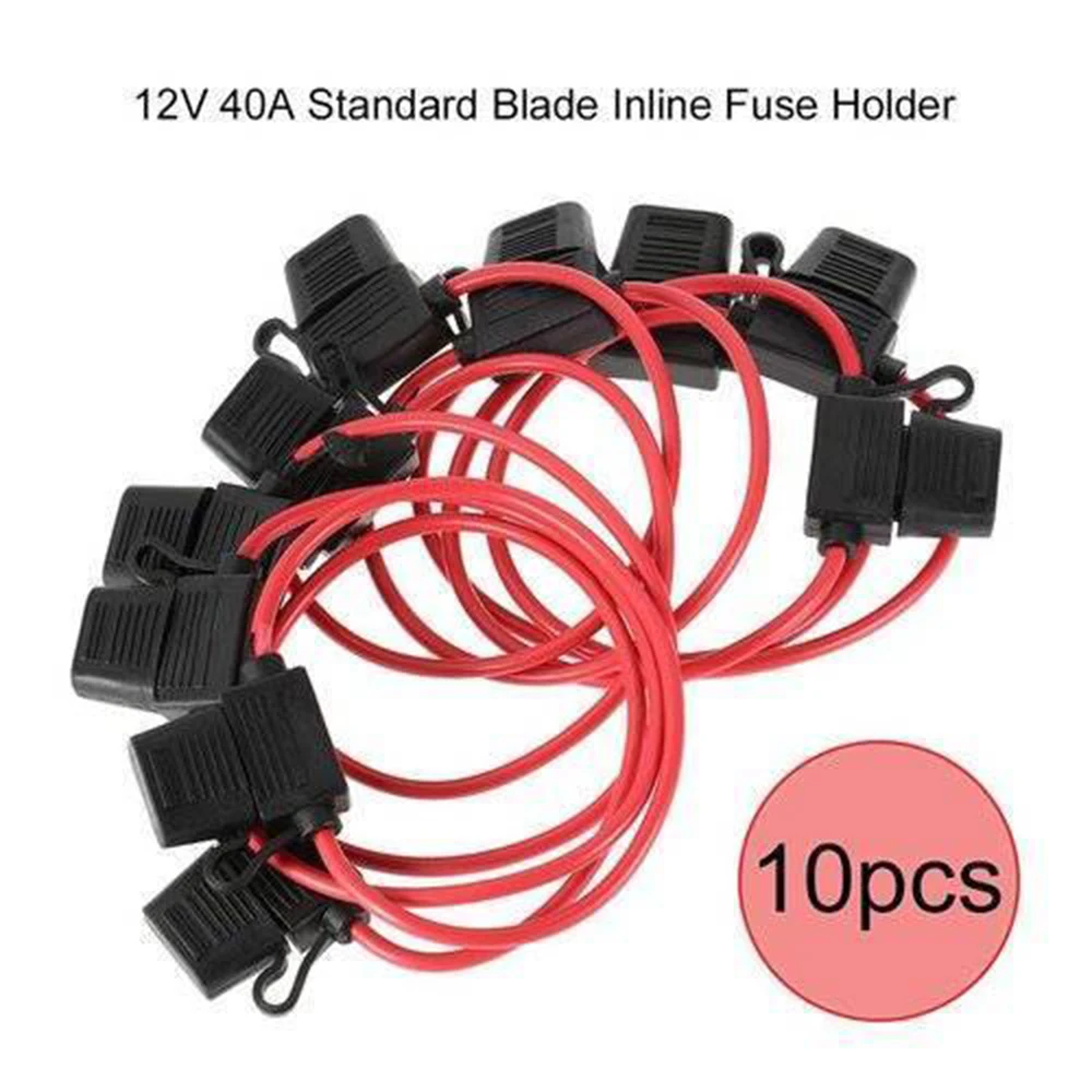 

10pcs In Line Car Mini Blade Fuse Holder Splash-proof for 12V 40A Fuses Automotive Fuse Holder Waterproof Power Socket Good Use