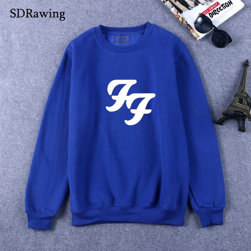 Foo Fighters Print New Fashion  Long sleeves Letter Harajuku Print Girl  Pullovers Tops O-neck Woman Hooded sweatshirt