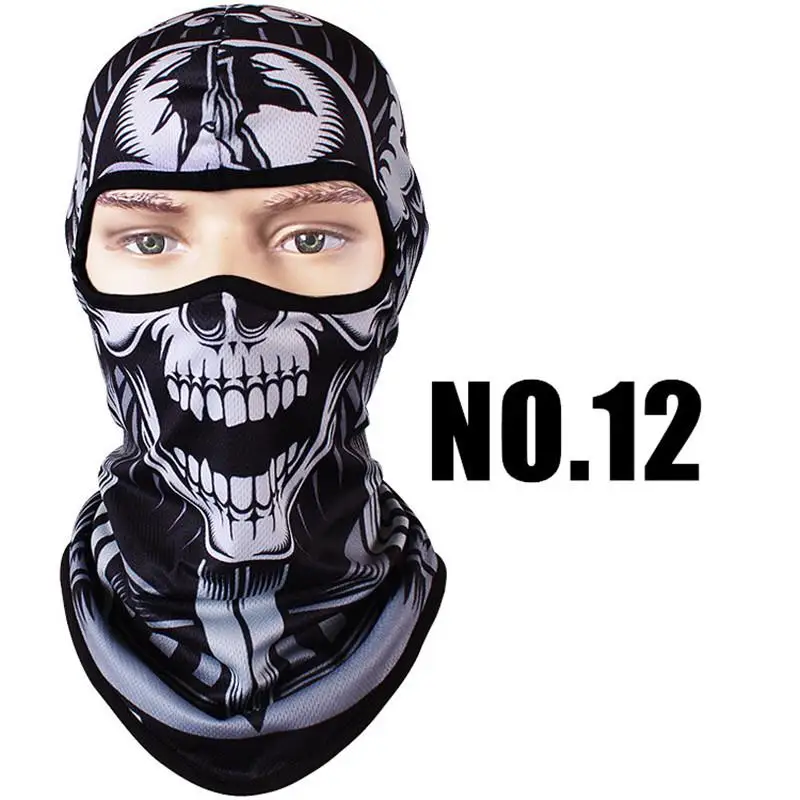 3D Быстросохнущий Велоспорт маска для лица с полным лицом мотоциклетная маска дышащий ветрозащитный солнцезащитный крем Cs шапки череп Лыжный Спорт маска для лица - Цвет: NO.12