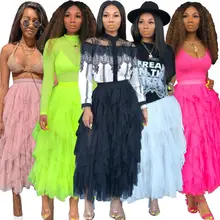 Модная женская юбка-пачка с асимметричным слоем и высокой талией, летняя эластичная юбка-пачка, Однотонная юбка-пачка, женская одежда