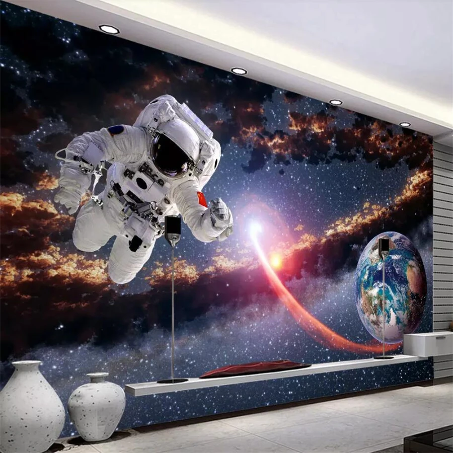 3d фотообои с космонавтом земной планетой Солнечной системой|Обои| |
