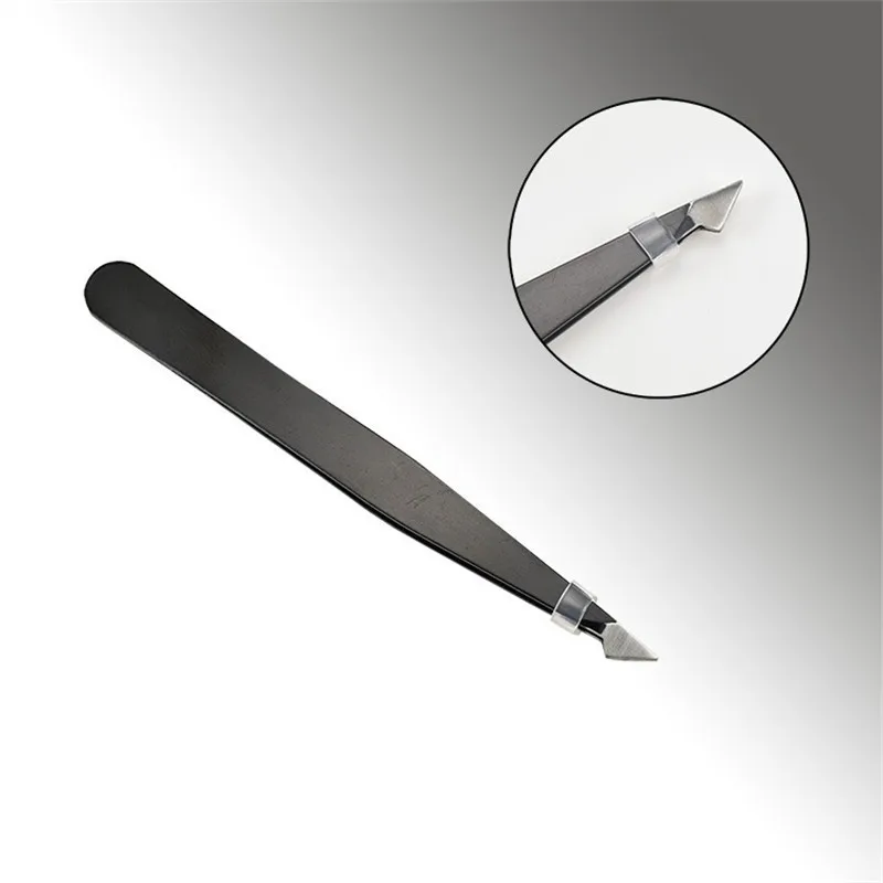 3 цвета Угловые наклонные брови нержавеющая сталь tweezers удаление волос лица Триммер для бровей зажим для ресниц инструмент для макияжа - Цвет: black