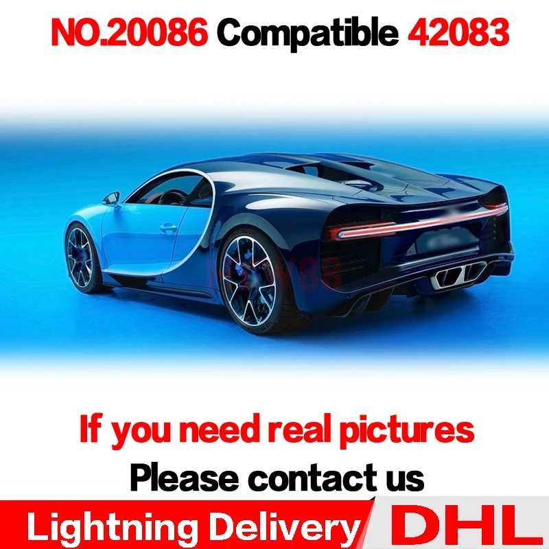 

DHL LP 20086 Technic Bugattieding with Power Function Car Set Leogings 42083 Building Blocks Kids Toys Christmas Gift