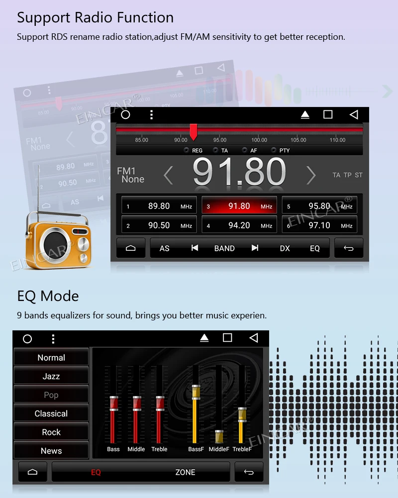 Best EinCar 8 " Android 7.1 2Din Touch Screen In Dash Car Stereo for KIA K2(2011-2012) Car Autoradio MP3/MP4 DVD player WiFi+Camera 7