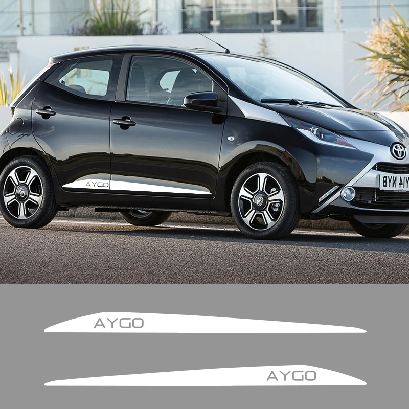 2 шт. AYGO автомобильные боковые полосы боковые юбки графика виниловые наклейки гоночный Спорт Авто наклейки s для Toyota AYGO