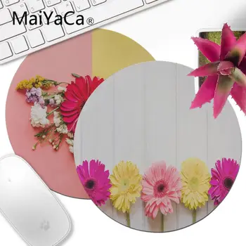 

MaiYaCa Pink and yellow chrysanthemum white wood Round Mouse pad PC Computer mat Anti-Slip Laptop Mice Pad Mat gaming Mouse pad
