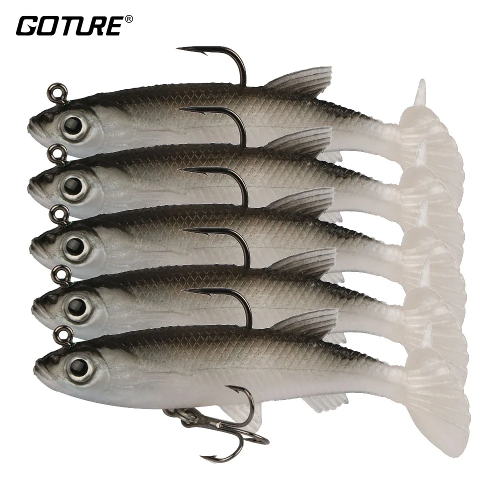 Goture 5 шт./компл. для рыбалки, мягкие блесны на удочку Lead Jig Head 8,4 см 10,7g силиконовый приманка на щуку воблеры приманки, искусственные подойдут для морского окуня для рыбалки