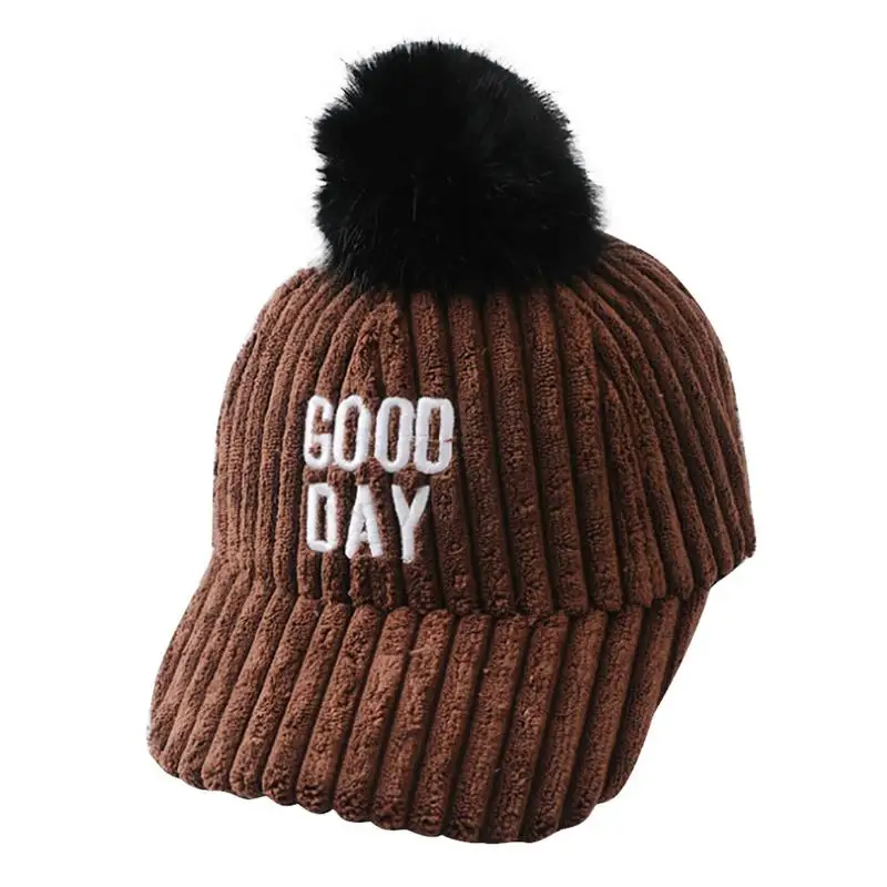 Осенне-зимняя детская шапка, шапка для родителей и детей, бейсболка для мальчиков и девочек, шляпа от солнца с большими помпонами