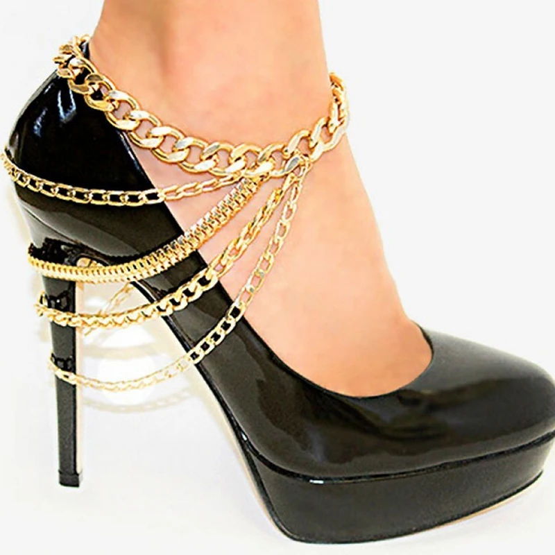OMENG 2017 New Gold Bold Anklet Bracelet Shoes Anklet Foot Jewelry