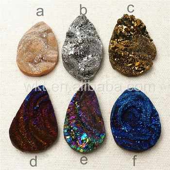 

WT-G206 WKT New Mixed colors Titanium Stone for Jewelry making,natural druzy stone with titanium electroplated stone in randomly