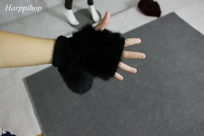 Женские модные меховые перчатки норковый вязаный перчатки высокой плотности вязаные теплые перчатки Бесплатная доставка