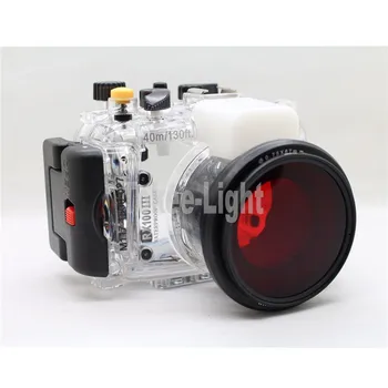 

40 meters 130ft Underwater Waterproof Housing Diving Camera Case Bag for RX100 III RX100 Mark 3 With 67mm Red filter