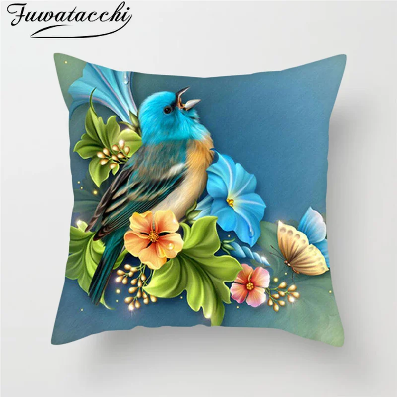 

Fuwatacchi Flower Paint Cushion Cover Sunflower Rose Dandelion Home Decor Accessory Throw Pillows Cover Sofa Car Bed Pillowcase