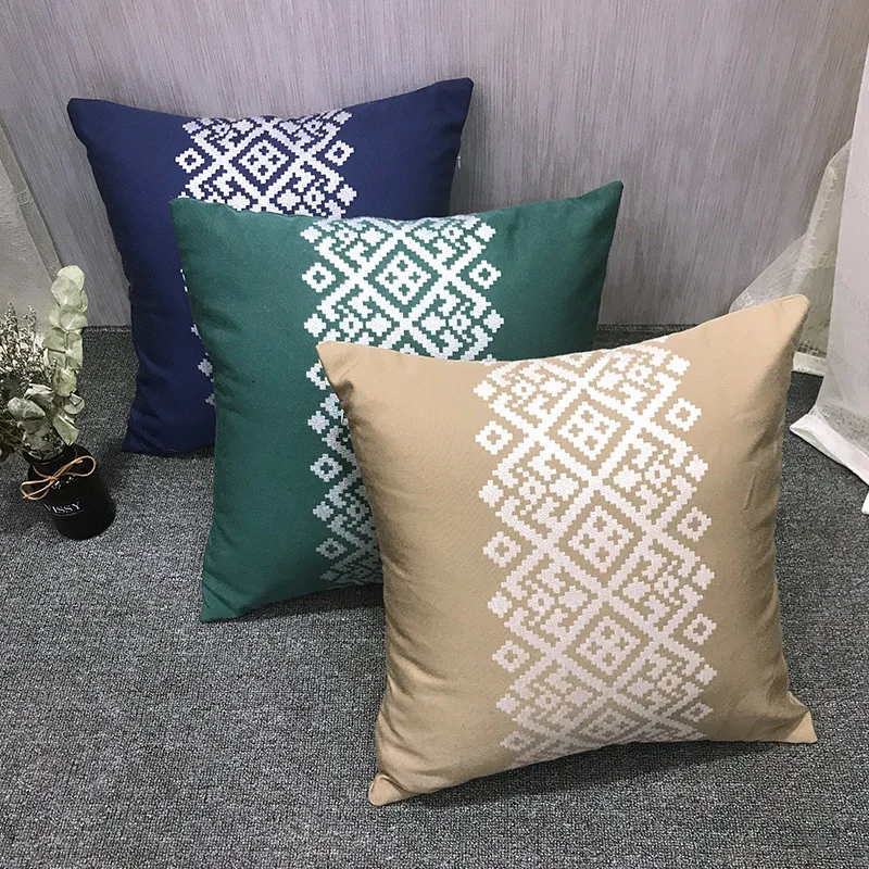 2019 Vintage Geometric Pillow Case For Chair Car Sofa European Simple Lumbar Pillow Cover Soft Simple Dustproof Cushion Cover