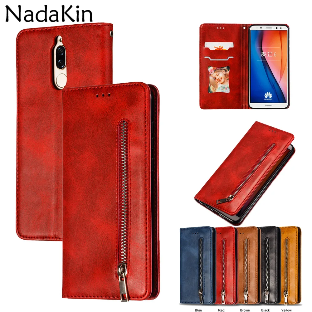 

Flip Book Zipper Cover Case Shell for Huawei Mate 10 Lite Nova 2i Luxury Leather Shell With Strap Card Slot Money Pocket