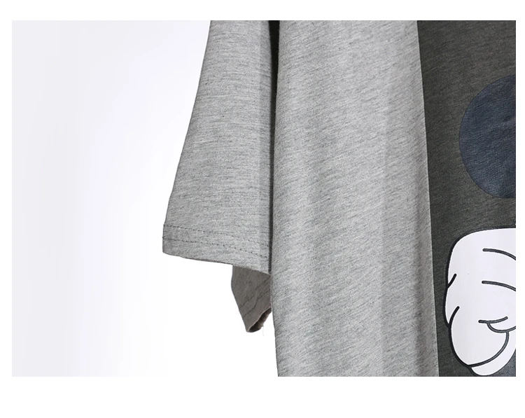 Caiyier серая ночная рубашка с Микки Маусом хлопковый пижамный комплект с круглым вырезом Лето Повседневная Свободная ночная рубашка с коротким рукавом женская сексуальная ночная рубашка
