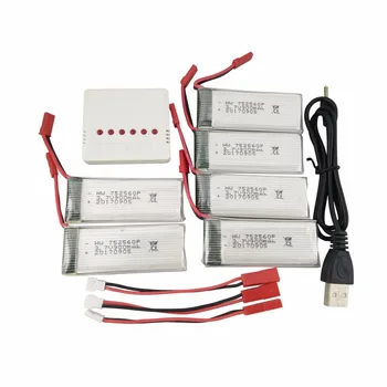 

6PCS 3.7V 900mah lithium Battery With 6 in 1 Charger 8807 8807W Folding Four-axis Aircraft Spare Parts Battery