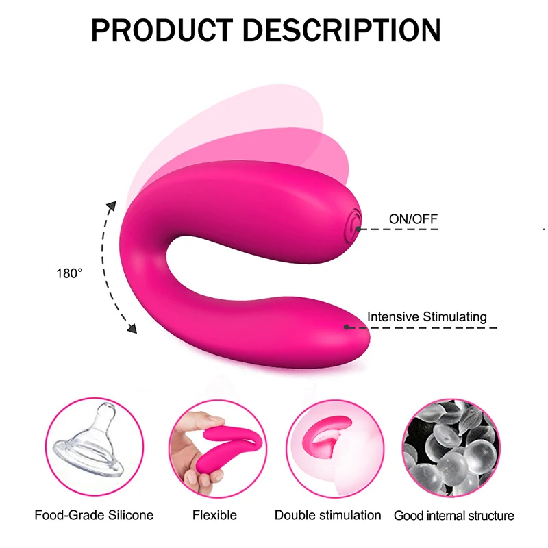 U Shape Strong Dildo Vibrating G-spot Vibrator Clitoris Stimulation Vaginal Orgasm Anal Vibrator Masturbation Sex Toys for Woman (5)