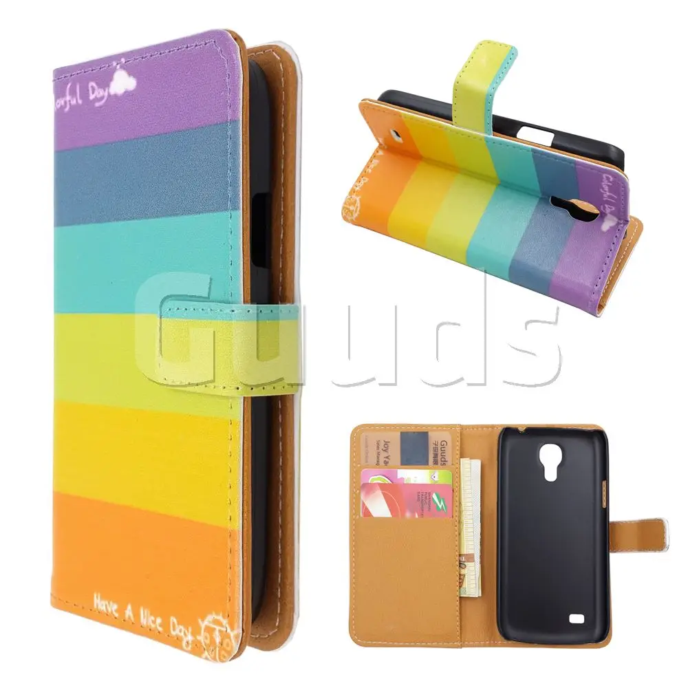 Rainbow Leather Wallet Case for Samsung Galaxy S4 mini i9190 I9192 I9195
