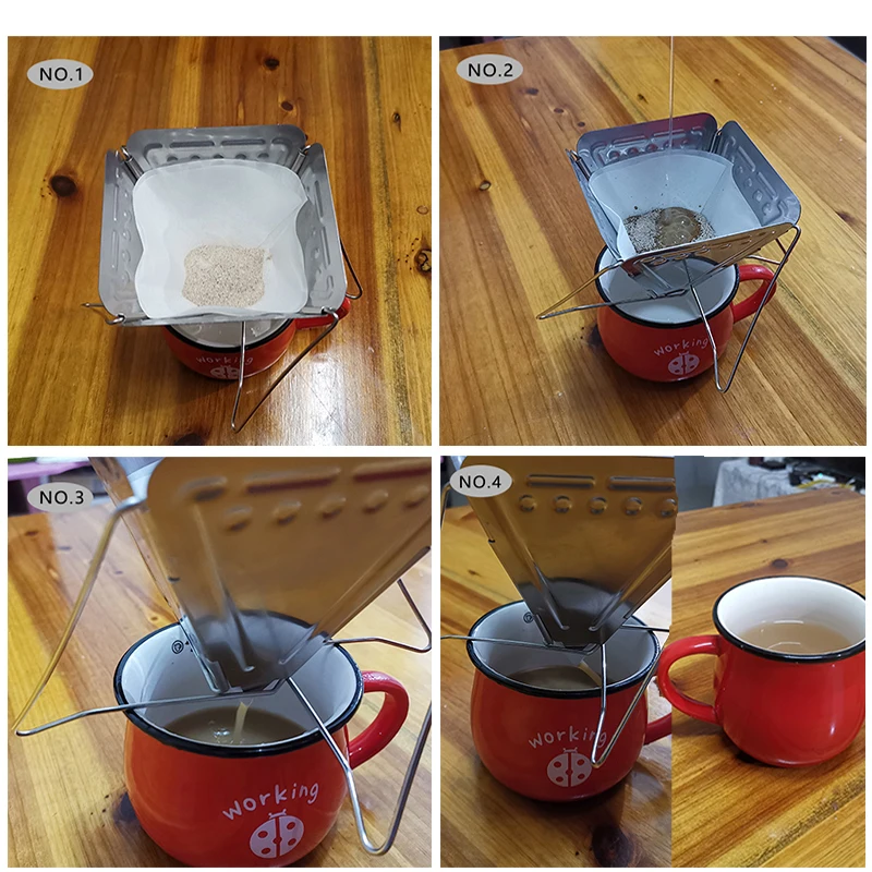 Открытый Кемпинг кофе капельная подставка 304 Нержавеющая сталь складной