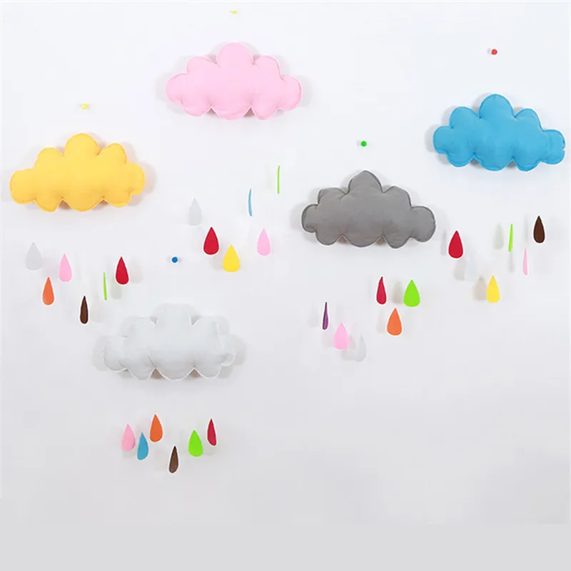 

36*21CM Creative Cloud Cushion Super Soft Toy Handmade Clouds Decorations Raindrops Children 's Hanging Window Straps 6 Colors
