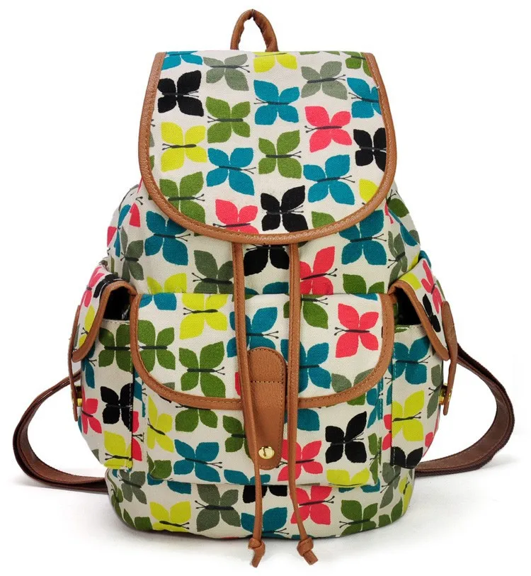 ZIWI Brand New Arrival PU &Canvas Animal Print Bird Women Backpack School Backpacks Multicolor