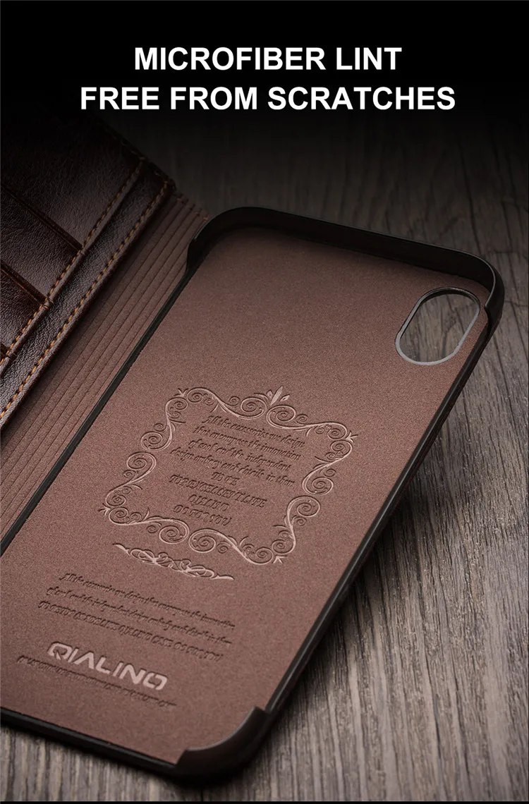 Case de Telefone para Iphone Slot para Cartão Capa para Iphonexs Qialino Luxo Ultra Fino Artesanal xs - xr Couro Genuíno Carteira Bolsa Flip Max 9 Qialino luxo ultra fino artesanal caso de