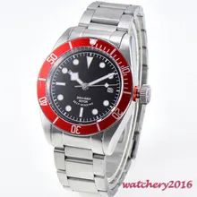 41mm Corgeut black Sterile dial Sapphire Crystal Deployment Buckle Luminous Hand Red Bezel Automatic Mechanical Mens Watch 41mm Corgeut black Sterile dial Sapphire Crystal Deployment Buckle Luminous Hand Red Bezel Automatic Mechanical Mens Watch