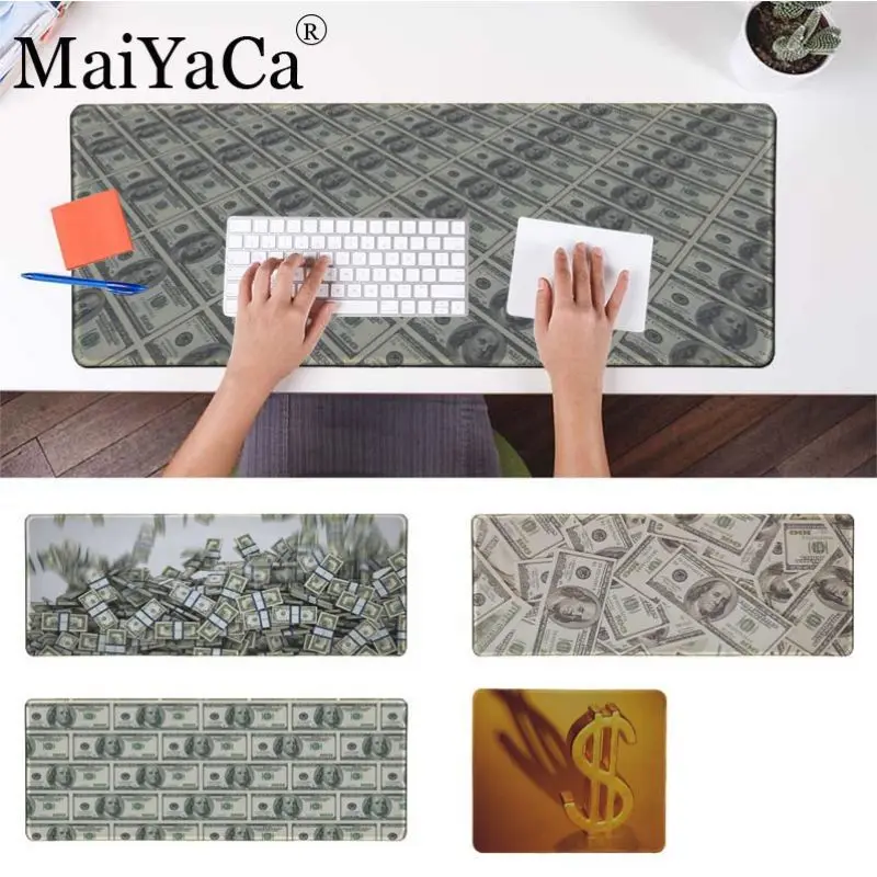 

MaiYaCa Cool New dollor money Rubber PC Computer Gamer Mousepad Desk Mat Locking Edge for cs dota 2 LOL gaming mouse pad