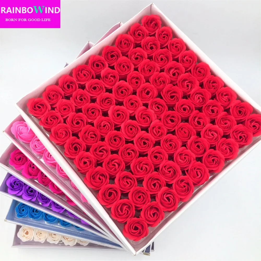 

Rose Soap Flower Scented Soap Flower Petals 81 Heads With Box For Valentine's Day Birthday Gift Artificial Flowers For Decor