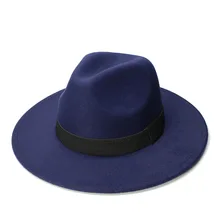 LUCKYLIANJI Ретро Винтаж шерсть широкие полями прочная чашка Fedora панама джаз котелок шляпа черная эластичная веревка лента(57 см-регулируется